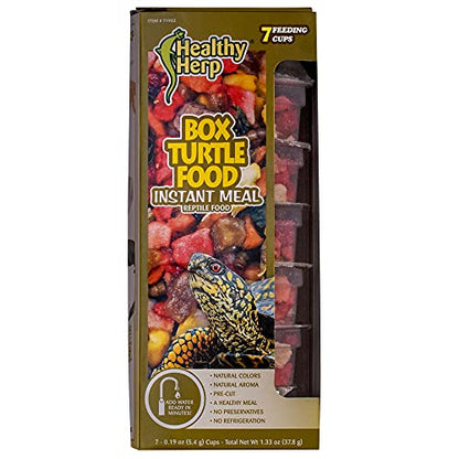 Healthy Herp Box Turtle Food Instant Meal for Reptiles - Nutritious Turtle and Tortoise Food, Habitat Accessories - Made in USA, Quick Prep - 7 x 0.19 oz (5.4g) Cups - size: 0.19 Ounce (Pack of 7), style: 7-Pack Cups