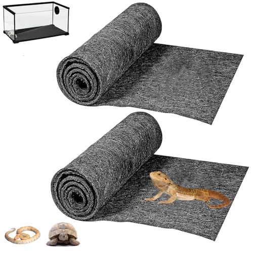 HERCOCCI 2 Pack Reptile Carpet, 39’’ x 20’’ Terrarium Bedding | Substrate Liner Reptile Cage Mat Tank Accessories for Bearded Dragon Lizard Tortoise Leopard Gecko Snake (Grey) - color: Grey