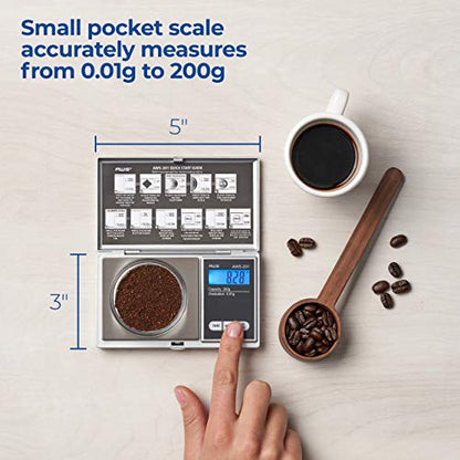 American Weigh Scales Series Digital Pocket Weight Scale Accurately Measures200g x 0.01g, (Silver), AWS-201-SIL - color: Silver, size: 200g x 0.01g