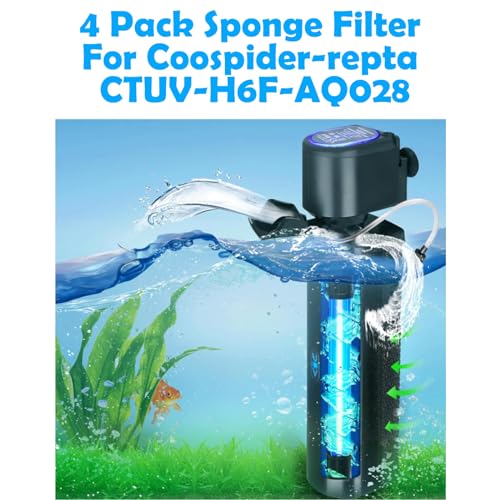 TARARIUM CTUV-H6F Aquarium Filter Sponge Replacement Filters 4 Pack CTUV-H6F-800A, Coospider-repta CTUV-H6F-AQ028