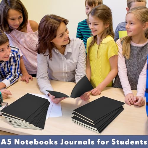 100 Pcs Journals Notebooks Bulk - Kraft Softcover A5 Small Notebooks 5.5 Inch x 8.3 Inch Notepads with 60 Page 30 Sheet for Writing Sketch Travel Office Supplies(Black,Dot) - color: Black, style: Dot