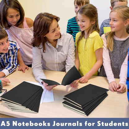 100 Pcs Journals Notebooks Bulk - Kraft Softcover A5 Small Notebooks 5.5 Inch x 8.3 Inch Notepads with 60 Page 30 Sheet for Writing Sketch Travel Office Supplies(Black,Dot) - color: Black, style: Dot