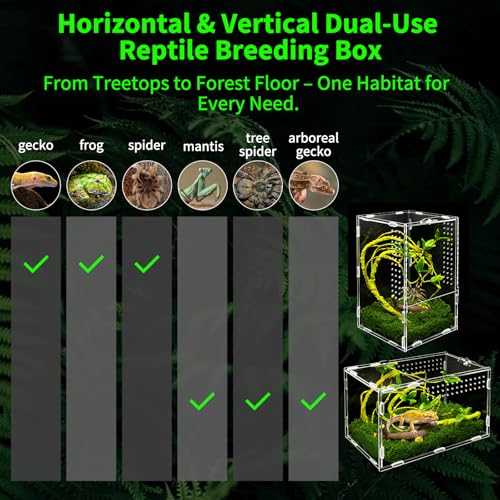 Jumping Spiders Enclosure Kit Acrylic Reptile Tarantula Enclosure Praying Mantis Habitat, Arboreal Tarantula Cribs Spider House,Critter keeper,Snail Cage,Butterfly Cage,frog terrarium(5.9"x5.9"x9.84") - size: M(5.9"x5.9"x9.84")