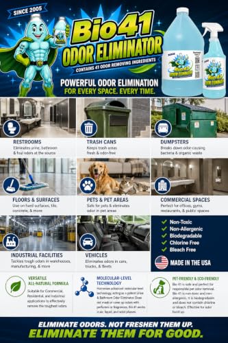 Odor Eliminator, Molecular Technology Since 2005 - Commercial, Industrial, Strong Pet & Urine Odor Remover, Trash Can Deodorizer (One) 32 oz bottle - size: 1 Count (Pack of 1)