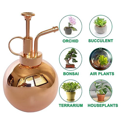 Stainless Steel Plant Sprayer, Small Watering Can Plant Misting Bottle, Modern Gardening Tools for Indoor Potted Plants Watering and Misting - color: 17oz/ Rose Gold