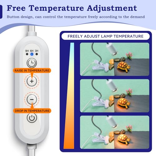 50W UVB/UVA Heat Lamp with Timer for Turtles & Reptiles White | 360° adjustable head with heavy-duty metal clamp; heat switch & timer. Provides basking warmth for tortoises & puppies. - color: White
