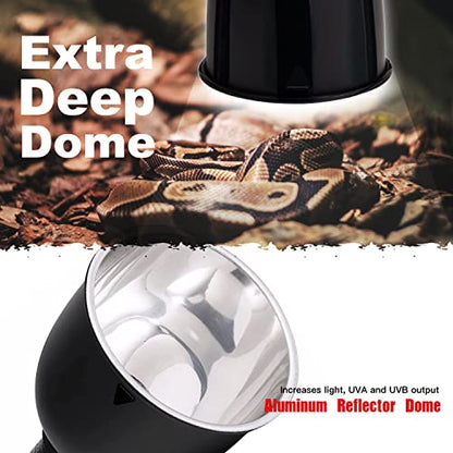 Reptile Light Fixture, 2-Pack 5.5'' Deep Dome for Reptile Light/Heat Lamp/UVB Light, Dual Heat Lamp Holder Fixtures - size: 5.5'' Deep Dome
