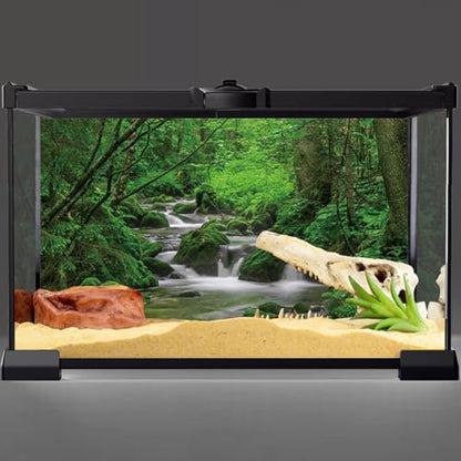 AWERT 24x12 inches Forest Terrarium Background Stream Green Huge Tree Reptile Habitat Background Stone Stream Tree Background Tropical Rainforest Aquarium Background - size: 24x12in/60x30cm