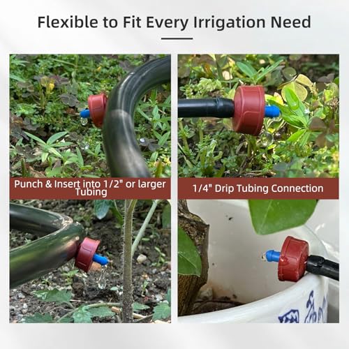 60PCS 0.5 GPH Pressure Compensating Drip Irrigation Spot Watering Drippers/Emitters, Self-Cleaning Constant Flow Drip Irrigation Emitters Heads Irrigation Drippers Parts for Drip Irrigation System - color: 60PCS, size: 0.5 GPH