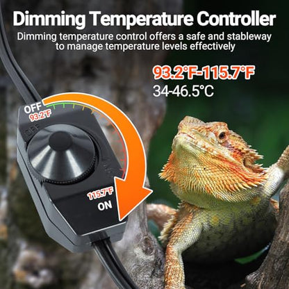 REPTI ZOO Reptile Heating Hammock, Reptile Hammock and Reptile Heating Pad with Dimming Temprature Controller 2-in-1 for Chameleon, Lizard, Gecko, Iguana