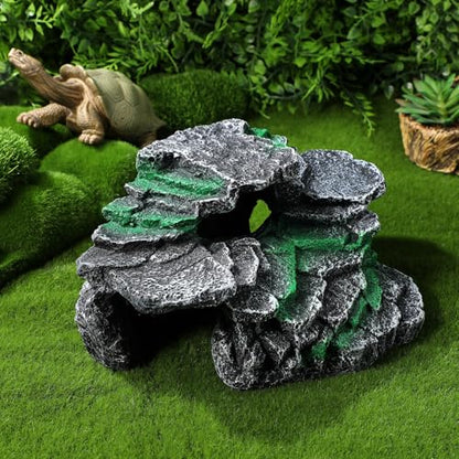 Kisangel Turtle Basking Platform for Aquatic Turtles Resin Reptile Basking Rock Turtle Tank Decor Resting Rock for Reptile Habitat Aquarium Accessories