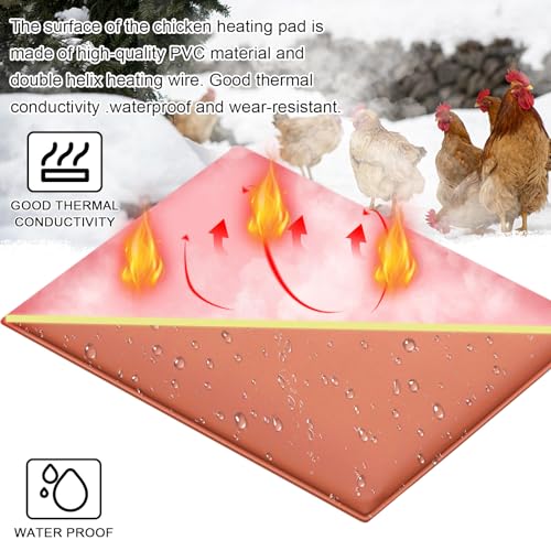 Chicken Heating Pad Baby Chicks Heater Mat Temperature and Timer Adjustable Led Display Chicken Warming Blanket Heated Mat with Anti Bite Cord Chick Brooder Heating Plate Orange 15.6" X 23.4" - size: 23.4x15.6x0.4inches