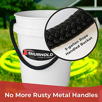 Shurhold 2451 White 5 Gallon Bucket with Black Rope Handle (Pack of 2) - color: White, size: 5 Gallon (Pack of 2)