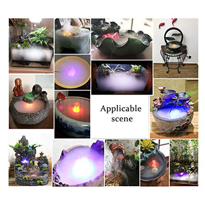 Halloween Party Mist Maker,Ultrasonic Water Pond Fountain Fogger 9 LED Red Yellow and Blue Light Flashes Aluminum Atomizer Air Humidifier for and Rockery Fish Tank Vase Birdbath Deco