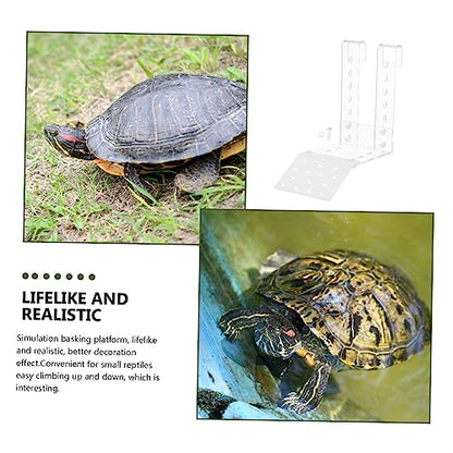 GALPADA 1set Acrylic Turtle Basking Platform Climbing Ledge for Aquatic Turtles Frogs and Lizards Removable Design for Easy Installation Fish Tanks and Tortoise Habitats - size: 15.5X15X9CM