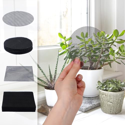 100PCS Flower Pot Hole Mesh Pads, Round and Square Drainage Mesh Pads for Garden Potted Plants 2 Inch