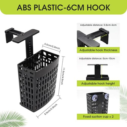 2 PCS Upgraded Aquarium Plant Holder, Adjustable Thickness Height Fish Tank Plant Holder with 2 Extension Hooks and 2 Suction Cups for Fish Tank Aquaponic Cultivation - color: Black