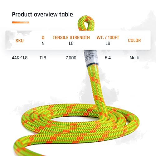 24-Strand 11.8 mm Arborist-Pro™ Rope – High Tensile Strength – Lightweight – Made in USA - color: Red, size: 120 ft