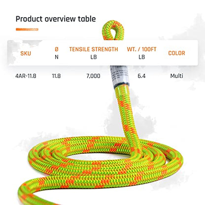 24-Strand 11.8 mm Arborist-Pro™ Rope – High Tensile Strength – Lightweight – Made in USA - color: Red, size: 120 ft