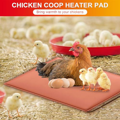 Chicken Heating Pad Baby Chicks Heater Mat Temperature and Timer Adjustable Led Display Chicken Warming Blanket Heated Mat with Anti Bite Cord Chick Brooder Heating Plate Orange 15.6" X 23.4" - size: 23.4x15.6x0.4inches