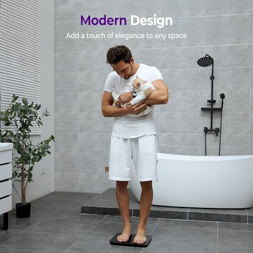 Bathroom Scales Digital Weight, Topnotch Quality 450lb Weight Scale, Most Accurate to 0.05lb, Automatic Weighing Scale for Body Weight, Baby, Pet, Larger LED, Sturdy and Durable Base Machine - color: Black, size: 11.8*11.8in
