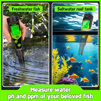 Pool Salt Tester, Digital pH TDS EC Salinity Meter with Calibration Liquid | Real-Time pH & TDS/EC/SALT Display, Ideal for Saltwater Pools, Aquariums, Hot Tubs, Spas, Hydroponics, Brewing & Pickling