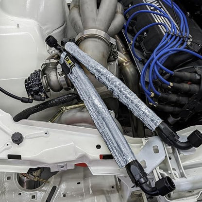 Design Engineering Heat Sheath Aluminized Sleeving – 1/2" I.D. x 3 ft | High-Temperature Heat & Abrasion Protection for Hoses, Lines & Wires | Reflects Up to 2000°F | Made in USA - size: 1/2" I.D.