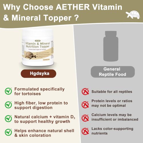 AETHER Tortoise Calcium Powder Mineral Supplement for Herbivorous Tortoises Shell & Bone Care Daily Feeding Additive for Grassland Species