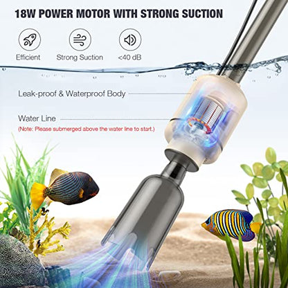 AKKEE Aquarium Vacuum Gravel Cleanater Shower and Water Circulation, Beige