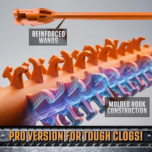 FlexiSnake Pro Drain Weasel Sink Snake Hair Clog Remover Tool, 5 Wands | Sink, Pipe, Bathroom, Bathtub Drain Cleaner, 18-inch Long, Flexible, Removable Handle, Made in The USA - style: 5 pk
