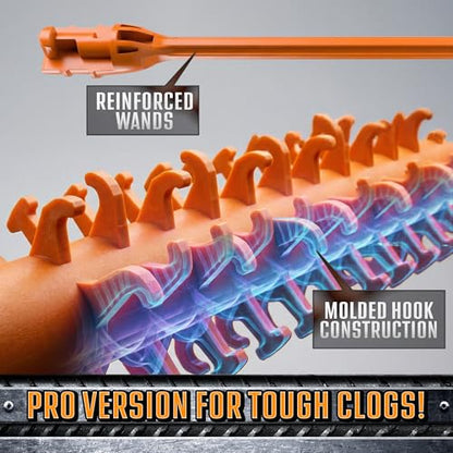 FlexiSnake Pro Drain Weasel Sink Snake Hair Clog Remover Tool, 5 Wands | Sink, Pipe, Bathroom, Bathtub Drain Cleaner, 18-inch Long, Flexible, Removable Handle, Made in The USA - style: 5 pk
