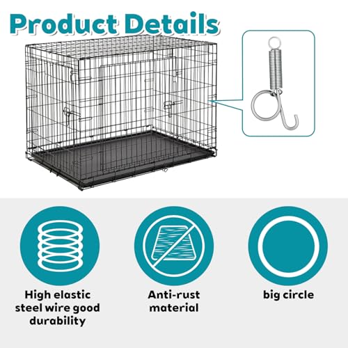 10 Pack Spring Cage Latch Door Spring Hook, Pet Door Latch Metal Finger Pet Cage Lock Wire Clips Rabbit Cages Accessories for Rabbit, Dog, Cat, Parrot, Guinea Pig, Small Animal Cages Doors (Large)
