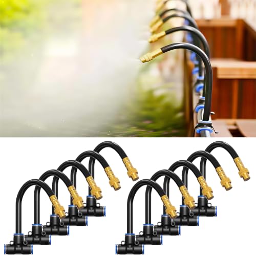Thiswing 10Pcs 360° Adjustable Drip Irrigation Nozzles Tee for 5/16" Tubing | Brass Nozzle, 360°Bendable Design, Adjustable Water Flow, 5/16" Drip Irrigation System Part