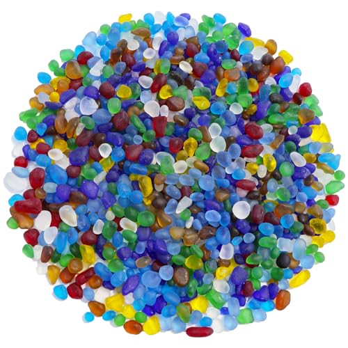 QYGL Sea Glass Stones - 0.9LB Colorful Frosted Glass Pebbles Gemstones | Perfect for Aquarium Rocks, Fish Tank Gravel, Vase Fillers, DIY Crafts, and Home Decor - color: Colorful
