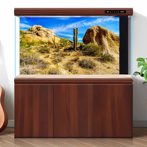 Desert Reptile Tank Background Saguaro Cacti Boulders Terrarium Backgrounds Rocks Fish Tank Background Rocky Bush Thorns Reptile Enclosure Backgrounds Bearded Dragon Tanks Backdrop 24x12in - color: Gobi Green, size: 24(W)x12(H)inches/ 60(W)*30cm(H)