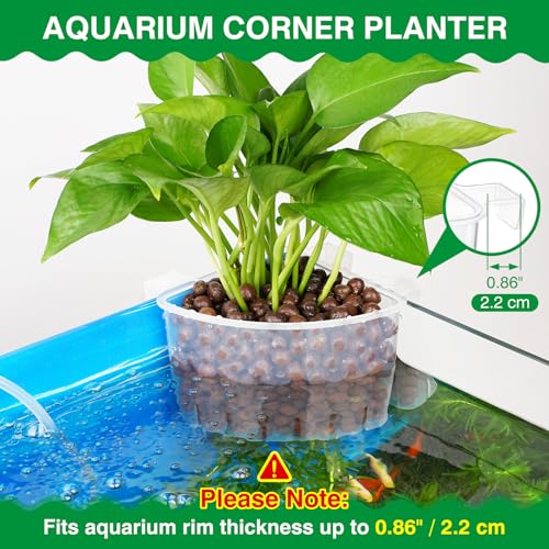 Borlech 2026 Latest Model Large Aquarium Corner Planter Hanging Plant Holder for Fish Tank Aquaponic Plant Cultivation and Aquascape Accessories Decorations (2 Pack) Transparent - color: Transparent-2 Pack