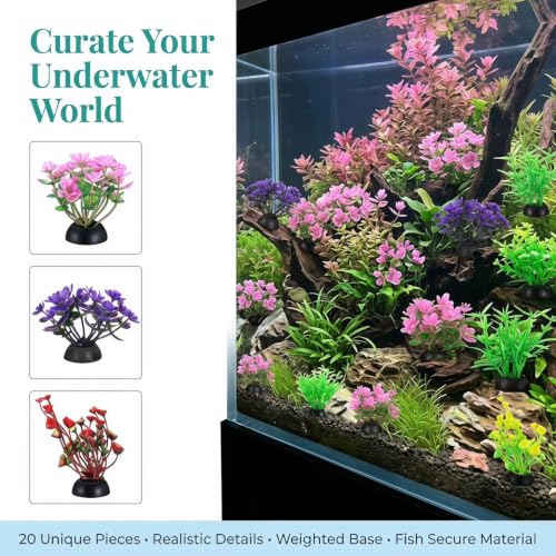 PATKAW Terrarium Plants 20pcs Miniature Aquarium Plants Mini Fish Tank Grass Tiny Greenery Ornament for Micro Landscape Bonsai Food Serving Plate Decorations Mixed Style Terrarium Decor