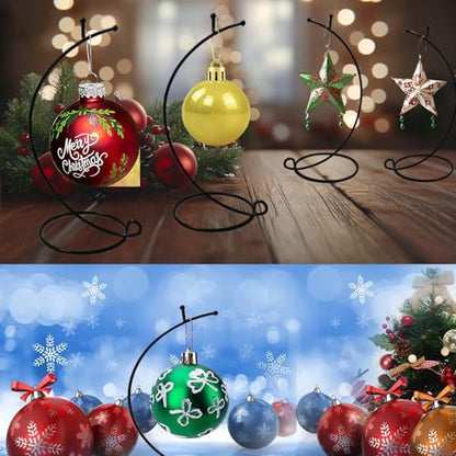 Ornament Display Stand ,6 PCS 9'' inch Air Plants Holder, Planter Terrariums Hanger, Black Iron Wire Hanging Hook for Glass Crystal Witch Ball,Easter Christmas Decoration,Wedding Party Office Home Decor