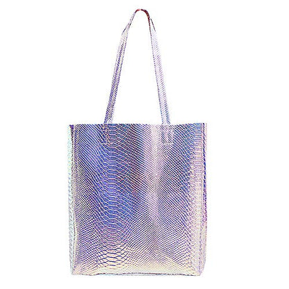 Goodbag Boutique Hologram Tote Bag Laser Snakeskin PU Shoulder Bag Large Capacity Fashion Holographic Handbag