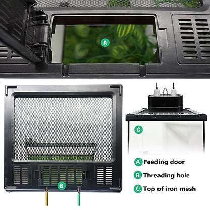 Mini Reptile Glass Terrarium Tank 8"x8"x12“ Full View with Front Opening Door and Enclosure Habitat Cage for Leopard Gecko Tarantula Young Lizard Hermit Crab Frog Insects Breeding Tank - size: 8x8x12 inch