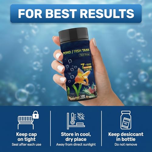 7-in-1 Aquarium Test Strips, 100 Count Fish Tank Water Test Kit for Freshwater, Saltwater & Ponds, Tests pH, Nitrate, Nitrite, Chlorine, GH Hardness and KH Carbonate