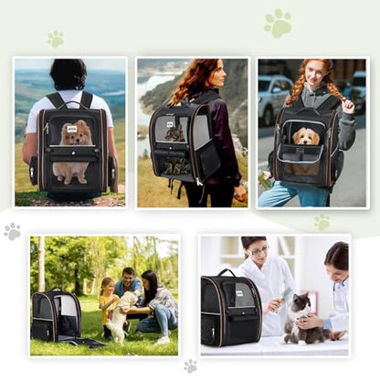 Large Cat Backpack Carrier Expandable Pet Carrier Backpack for Small Dogs Medium Cats Fit Up to 18 Lbs, Dog Backpack Carrier, Foldable Puppy Backpack Carrier for Travel, Black - color: Black