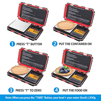 Digital Pocket Scale, 200g /0.01g Kitchen Scale, Electronic Smart Scale with 50g Calibration Weight, Mini Digital Scale for Jewelry, Spices etc (Battery Included) - color: Red