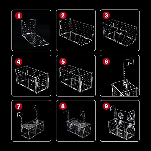 Fish Breeding Box for Aquarium Acrylic Fish Tank Breeder Divider Box with Suction Cups Transparent Hatchery Hanging Incubator for Fishes Shrimp Clownfish and Guppy 7.2" x 3.5" x 3.3"