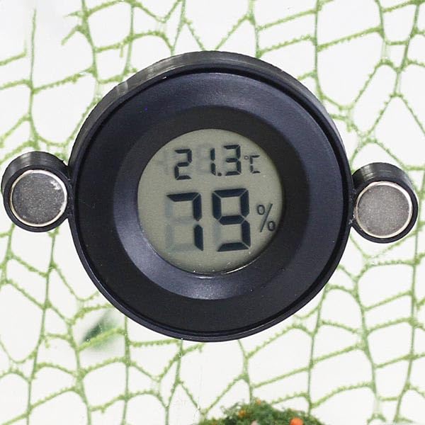 2PCS Magnetic Jumping Spider Enclosure Temperature and Humidity Monitor Digital Thermometer and Humidity Gauge for Reptile and Spider Tank Accessories (New Round)