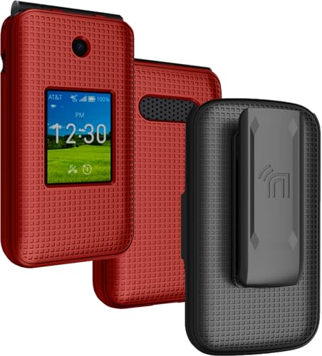 Holster Combo for Cricket Debut Flex Flip Phone Case with Belt Clip - Red | Also Fits AT&T Cingular Flex 2, For Model U1030AA or U1030AC via 2023 - color: Red