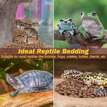 Reptile Substrate Clay Balls for Terrarium, 10 LBS | Organic Expanded Clay Pebbles, Moisturizing & Drainage False Bottom Substrate for Reptiles & Amphibians, Bioactive Substrate - color: 10LBS
