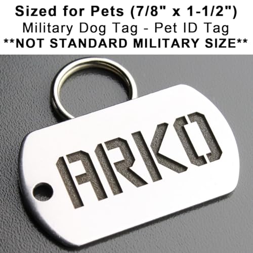 DEEP Engraved Premium Dog & Cat ID Tag – Personalized, Stainless Steel, Long-Lasting Durability - Military Dog Tag 7/8" x1-1/2 (1-Side Engraving) - style: MILITARY DOG TAG 7/8"x1-1/2" (1-Side Engraving)