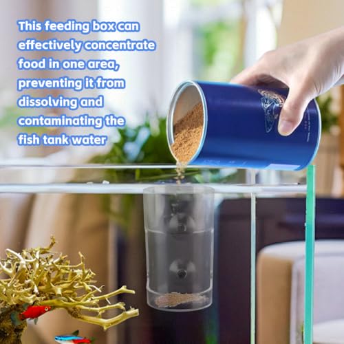 2pcs Fish Tank Feeding Tray w/Suction Cup - Aquarium Fish Feeding Tube | Acrylic Fish Food Holder Automatic Fishing Feeder Aquarium Tank Divider Supplies Breeder Box for Aquarium