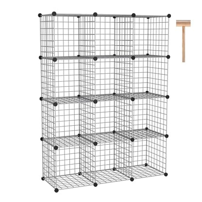 C&AHOME Wire Cube Storage, 12 - Cube Organizer Metal C Grids, Silver Gray | Modular Shelves Units Storage Bins Shelving Bookshelf Shelf Cabinet - color: Silver Gray